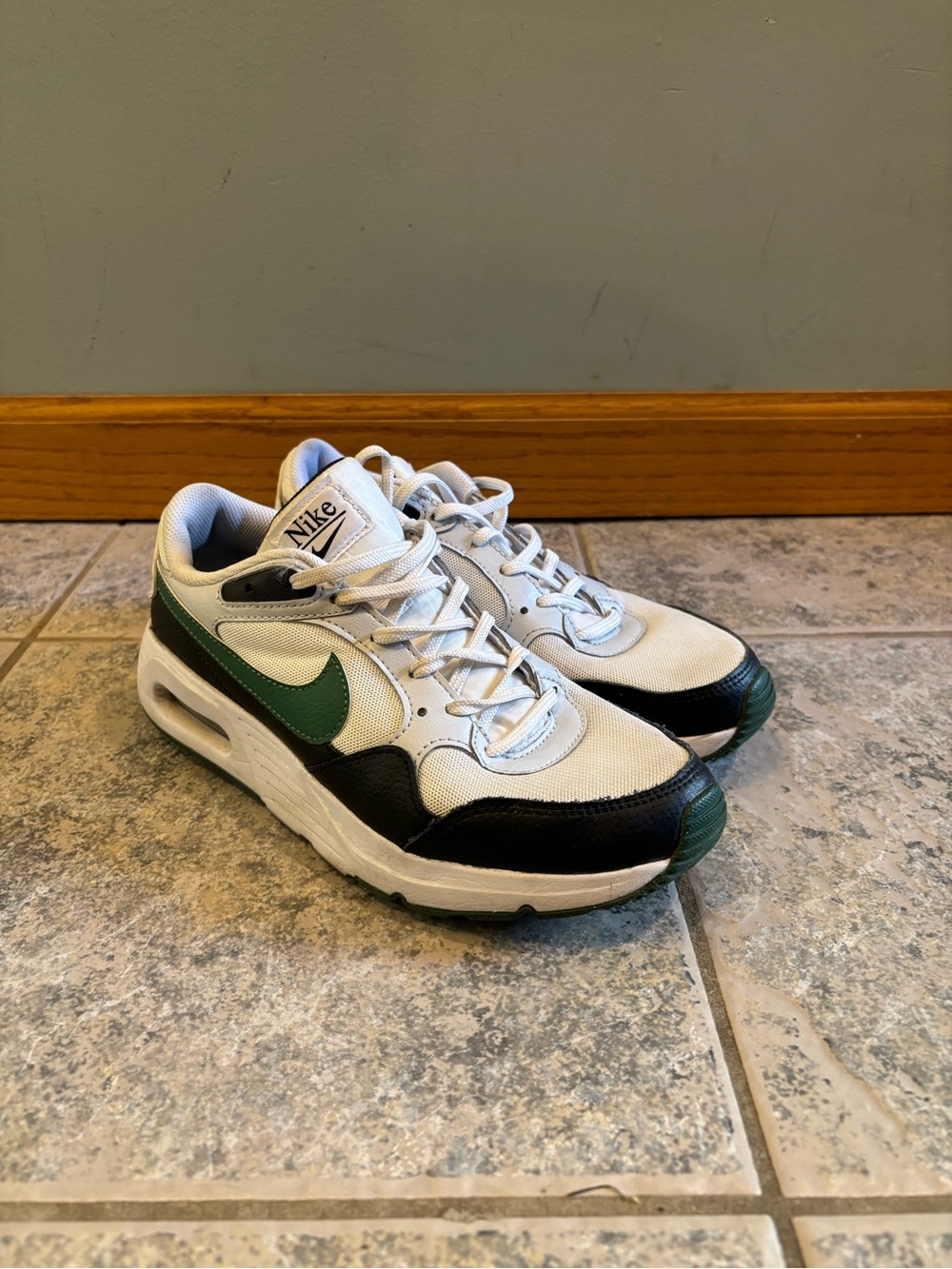 Nike White, Black & Green Low-Top Sneakers